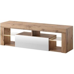 Selsey Bianko - Mobile TV Moderno con Ripiani in Vetro - 140cm Selsey Bianko - Mobile TV Moderno con Ripiani in Vetro - 140cm