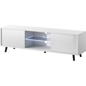 Mobili TV Selsey Lefyr - Bianco Con Illuminazione LED e Ampio Spazio Mobili TV Selsey Lefyr - Bianco Con Illuminazione LED e Ampio Spazio
