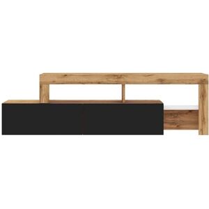 Selsey Asten - Asymetryczny stolik RTV - 172cm - Wotan dąb / Czarny Selsey Asten - Asymetryczny stolik RTV - 172cm - Wotan dąb / Czarny