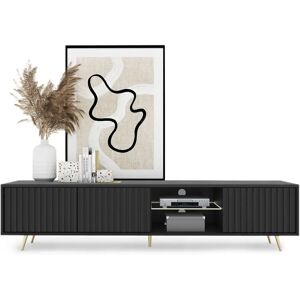 Selsey TV Meubel - 175cm - Zwart - Modern met LED Selsey TV Meubel - 175cm - Zwart - Modern met LED