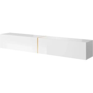 Selsey Bisira Wisząca szafka RTV - Biała / Złota - 200cm Selsey Bisira Wisząca szafka RTV - Biała / Złota - 200cm
