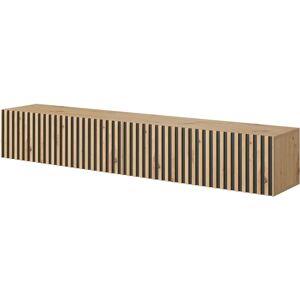 Selsey Telire - Półka RTV na ścianę - Dąb / Czarny - 175cm Selsey Telire - Półka RTV na ścianę - Dąb / Czarny - 175cm