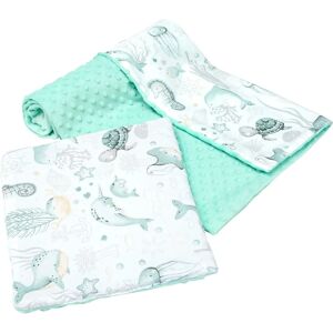 Medi Partners Edredón 75x100 + almohada 35x30 algodón + minky - Océano + minky menta - Conjunto de edredón y almohada Medi Partners Edredón 75x100 + almohada 35x30 algodón + minky - Océano + minky menta - Conjunto de edredón y almohada