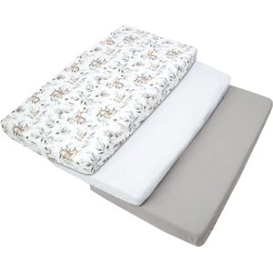 Medi Partners 3 – Pak – Drap-housse en coton 120x60 - Cerf dans les feuilles - Blanc & Gris - Publicité Medi Partners 3 – Pak – Drap-housse en coton 120x60 - Cerf dans les feuilles - Blanc & Gris - Publicité