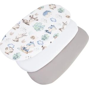 Medi Partners 3 – Pak – Lençol ajustado para carrinho - Algodão - Cervo e ouriço - Branco e Cinza - Unissex Medi Partners 3 – Pak – Lençol ajustado para carrinho - Algodão - Cervo e ouriço - Branco e Cinza - Unissex