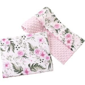 Medi Partners Bettdecke 75x100 + Kissen 35x30 Baumwolle + Minky - Blumen + Hellrosa - Bettwäsche-Set Medi Partners Bettdecke 75x100 + Kissen 35x30 Baumwolle + Minky - Blumen + Hellrosa - Bettwäsche-Set