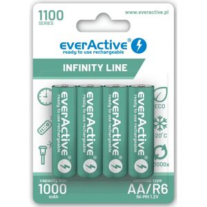 Piles rechargeables AA 1100mAh EverActive - Pack de 4 Piles rechargeables AA 1100mAh EverActive - Pack de 4