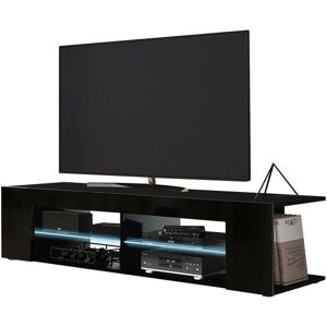 TV Skříňka Nashville - Otevřená, 180x32x40cm, LED, Černá a Lesklá Černá - TV Skříňka TV Skříňka Nashville - Otevřená, 180x32x40cm, LED, Černá a Lesklá Černá - TV Skříňka