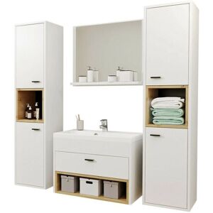 Set de muebles de baño USINESTREET - Blanco, Roble Artesano, Modelo J101 Set de muebles de baño USINESTREET - Blanco, Roble Artesano, Modelo J101