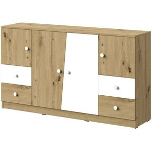 MUEBLES Akron M105 - Roble artesano + Blanco Cómoda MUEBLES Akron M105 - Roble artesano + Blanco Cómoda
