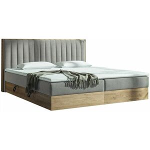 Cama doble Cleveland 176 - Tapizado en cuero y almacenamiento Cama doble Cleveland 176 - Tapizado en cuero y almacenamiento