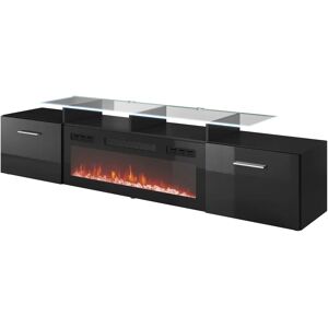 Muebles Charlotte 155 Mueble TV - Calefacción, Puertas, Negro + Negro brillante Muebles Charlotte 155 Mueble TV - Calefacción, Puertas, Negro + Negro brillante