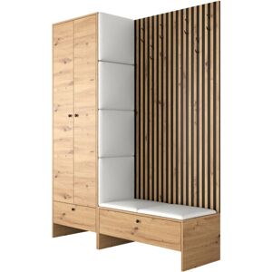 Conjunto de entrada Rovere Artisan - Tablero laminado, Cuero ecológico, Paneles acústicos Conjunto de entrada Rovere Artisan - Tablero laminado, Cuero ecológico, Paneles acústicos