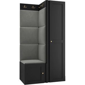 MUEBLES Hartford 381 Conjunto pasillo - Montado en la pared, 186x82x46cm, Negro MUEBLES Hartford 381 Conjunto pasillo - Montado en la pared, 186x82x46cm, Negro