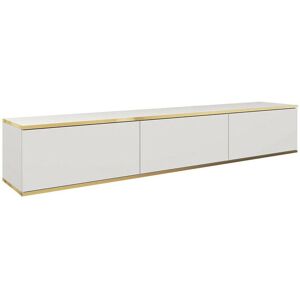 MUEBLES Lima 124 Mueble de TV - Blanco + Dorado - 3 Puertas MUEBLES Lima 124 Mueble de TV - Blanco + Dorado - 3 Puertas
