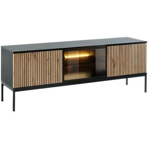 MUEBLES TV Skříň H102 - Černá, Wotan Dub, 3 Dveře MUEBLES TV Skříň H102 - Černá, Wotan Dub, 3 Dveře
