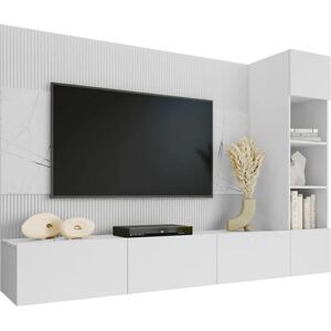 MOBILIER1 369 Módulo de TV - Blanco + Mármol MOBILIER1 369 Módulo de TV - Blanco + Mármol