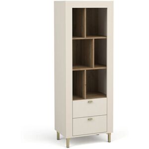 MUEBLES Estantería Ogden s102 - Abierta, con Cajones, Gris y Dorado MUEBLES Estantería Ogden s102 - Abierta, con Cajones, Gris y Dorado