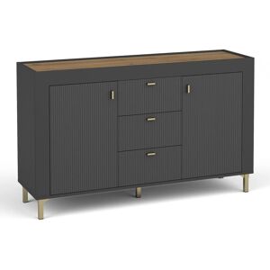 MUEBLES S103 - Negro mate, Dorado, Cómoda MUEBLES S103 - Negro mate, Dorado, Cómoda