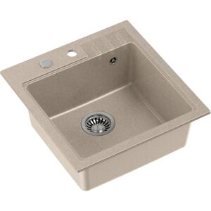 Évier en granit beige Quadron Peter 110 - Siphon manuel & Capuchon à vis - Publicité Évier en granit beige Quadron Peter 110 - Siphon manuel & Capuchon à vis - Publicité