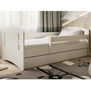 Lit pour enfants blanc Benlemi 80x160cm Classique avec tiroir & barrière - Publicité Lit pour enfants blanc Benlemi 80x160cm Classique avec tiroir & barrière - Publicité