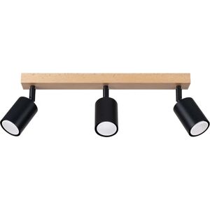Sollux Verdo Ceiling Spotlight Bar - Modern Black Wood 3 GU10 Sollux Verdo Ceiling Spotlight Bar - Modern Black Wood 3 GU10
