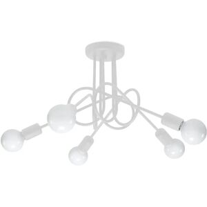 SOLLUX LIGHTING Ceiling Lamp - 5 White Industrial Style Pendant Light SOLLUX LIGHTING Ceiling Lamp - 5 White Industrial Style Pendant Light