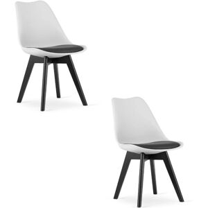 Leobert Witte Zwarte Eco Leer Eetkamerstoelen - Set van 2 Leobert Witte Zwarte Eco Leer Eetkamerstoelen - Set van 2