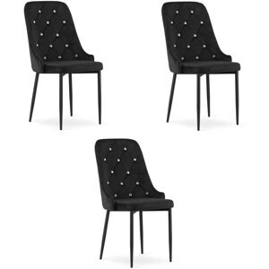 Silla de comedor de terciopelo Viking Choice AMORE - set de 3 - Negro Silla de comedor de terciopelo Viking Choice AMORE - set de 3 - Negro