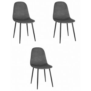 Silla de comedor de terciopelo Viking Choice Modelo COMO - Juego de 3 - Gris oscuro Silla de comedor de terciopelo Viking Choice Modelo COMO - Juego de 3 - Gris oscuro