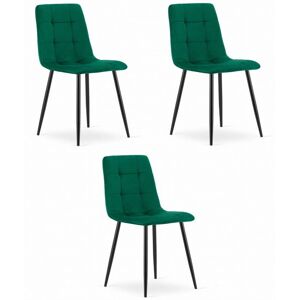 Viking Choice Model KARA Fluwelen Eetkamerstoel - Groen - 3 stuks Viking Choice Model KARA Fluwelen Eetkamerstoel - Groen - 3 stuks