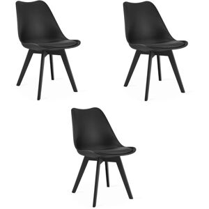 Sillas de comedor Viking Choice MARK - Juego de 3 - Cuero ecológico - Negro Sillas de comedor Viking Choice MARK - Juego de 3 - Cuero ecológico - Negro