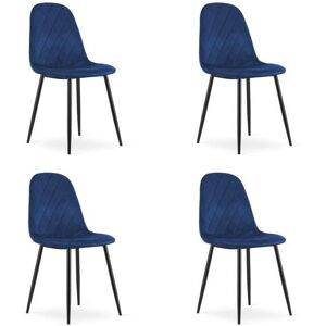 Viking Choice Asti Navy Blauw Fluwelen Eetkamerstoel - Set van 4 Viking Choice Asti Navy Blauw Fluwelen Eetkamerstoel - Set van 4
