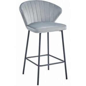 OSKAR GATTA Fluwelen barkruk - Zilvergrijs - 90,5cm hoog OSKAR GATTA Fluwelen barkruk - Zilvergrijs - 90,5cm hoog