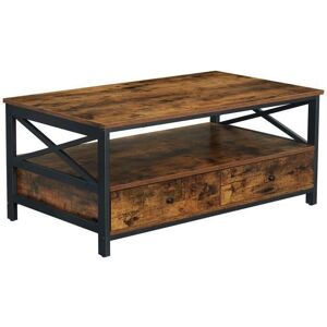 Table Basse Viking Choice Marron Rustique - 2 Tiroirs - Publicité Table Basse Viking Choice Marron Rustique - 2 Tiroirs - Publicité