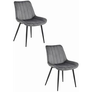 Viking Choice Sosa Donkergrijze Fluwelen Eetkamerstoel - Set van 2 Viking Choice Sosa Donkergrijze Fluwelen Eetkamerstoel - Set van 2
