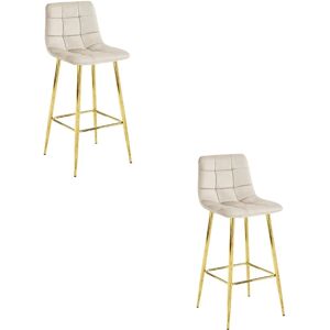 Taburete de terciopelo beige ARCETO - Taburete de bar Taburete de terciopelo beige ARCETO - Taburete de bar