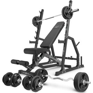 Panca regolabile Marbo Sport con supporti e pesi da 113kg Panca regolabile Marbo Sport con supporti e pesi da 113kg