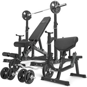 Panca doppia Marbo Sport + supporti regolabili + set di pesi 83 kg Panca doppia Marbo Sport + supporti regolabili + set di pesi 83 kg