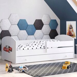 Lit enfant Kobi 160x80 avec clôture et matelas - Voiture de course - Publicité Lit enfant Kobi 160x80 avec clôture et matelas - Voiture de course - Publicité