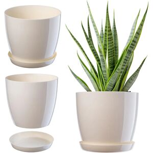 KADAX Cream Plastic Flower Pot with Stand - Flower Pot KADAX Cream Plastic Flower Pot with Stand - Flower Pot