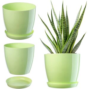 Kadax 14cm Green Plastic Flower Pot with Support and Lid - Indoor Kadax 14cm Green Plastic Flower Pot with Support and Lid - Indoor