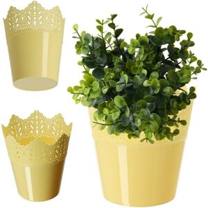 Kadax Yellow Flower Pot Cover for 16.5cm Tall Plastic Flower Support Kadax Yellow Flower Pot Cover for 16.5cm Tall Plastic Flower Support