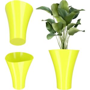Kadax Yellow 17cm Plastic Flower Pot Cover Support - Flower Pot Kadax Yellow 17cm Plastic Flower Pot Cover Support - Flower Pot