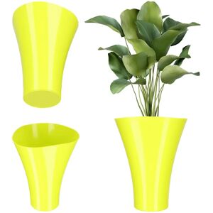 Kadax Yellow 17cm Plastic Flower Pot Cover Support - Flower Pot Kadax Yellow 17cm Plastic Flower Pot Cover Support - Flower Pot