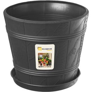 KADAX Graphite Flower Pot - 26cm, Weather-Resistant, Realistic Wood Look KADAX Graphite Flower Pot - 26cm, Weather-Resistant, Realistic Wood Look