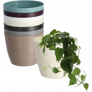 Kadax Plastic Flower Pot 13cm - Decorative Round Cream Pot Kadax Plastic Flower Pot 13cm - Decorative Round Cream Pot