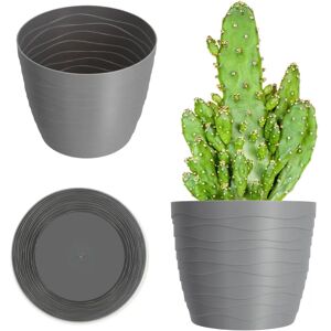 KADAX Grey Round Plastic Flower Pot - Flower Pot KADAX Grey Round Plastic Flower Pot - Flower Pot