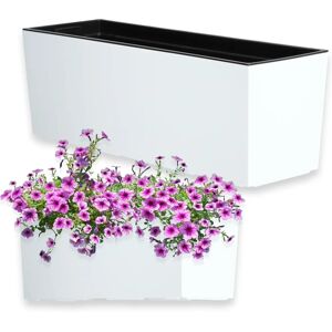 KADAX White Balcony Flower Pot with Insert - Outdoor 19x56cm KADAX White Balcony Flower Pot with Insert - Outdoor 19x56cm