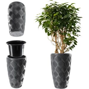 Maceta de jardín con inserto - Antracita 58 cm Maceta de jardín con inserto - Antracita 58 cm